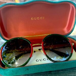 Gently used Gucci aviator sunglasses with original box and cleaning cloth